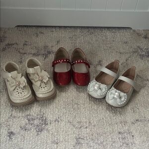 Elegant Kids' Shoes Set - Cream, Red, and White